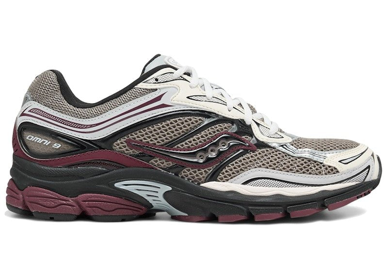 Saucony ProGrid Omni 9 Tomorrow, Meet Yesterday Pack Tan Maroon - HYPE Sneaks